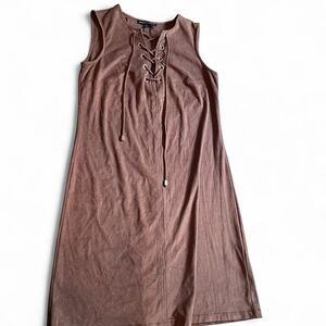 Sandra Darren Brown Suede Lace Up Dress - Women's Size 6